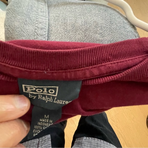 Polo Ralph Lauren Men’s Crew Neck Maroon Shirt Medium Like New Cotton LongSleeve - Picture 4 of 5
